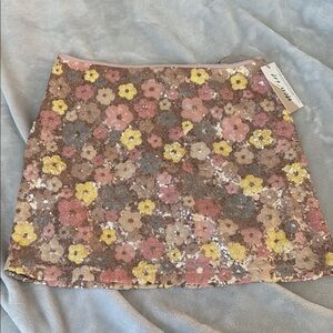Floral Sequin Mini Skirt
